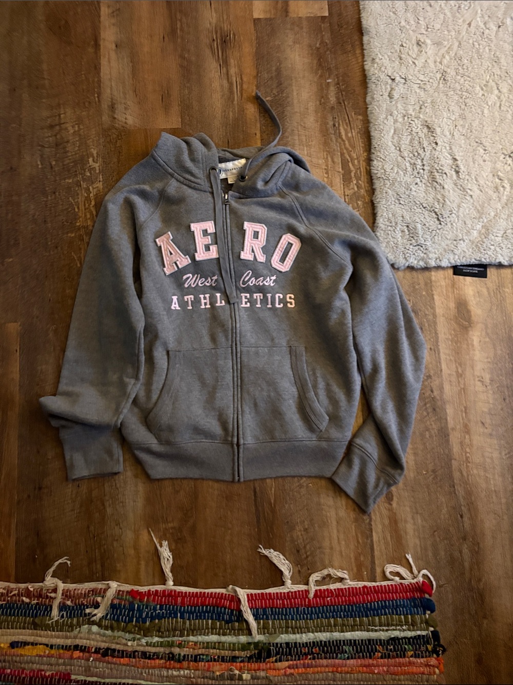 Aeropostale Gray Hoodie with Pink Lettering - Zip Sweatshirt